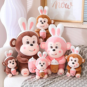 Thú nhồi bông khỉ ôm bình sữa dễ thương - Size từ 45cm đến 75cm - Quà tặng gấu bông khi ôm bình sữa đáng yêu