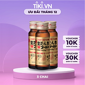 Nước Sâm Linh Chi Menard Reishi Ginseng Mạnh Sinh Lực, Tăng Đề Kháng, An Tinh Thần (1 hộp x 3 chai x 50ml)