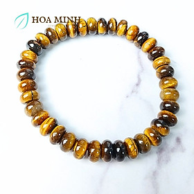 Vòng tay đá Mắt Hổ vàng nâu kiểu bánh xe size 8 li phong thủy tài lộc may mắn - 15-17.5cm