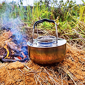 1.5L Camping Tea Kettle Campfire Kettle Tea Pot Water Kettle for Backpacking