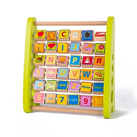 Khung xoay chữ cái tiếng anh và số bằng gỗ, đồ chơi trẻ em thông minh cho bé chơi tại nhà phát triển tư duy