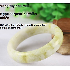 Vòng tay hoa mai Luxi green, Ngọc Serpentine thiên nhiên, KÈM BẢN PHOTO GIẤY KIỂM ĐỊNH SẢN PHẨM TẠI Sacombank