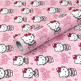 Cuộn 5m Decal Giấy Dán Tường Kitty hồng dễ thương (5m dài x 0.45m rộng)