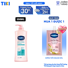 Sữa Dưỡng Thể 350Ml Vaseline Dưỡng Ẩm Sáng Da Fresh & Bright 10X Niacinamide Giúp Da Sáng Khỏe Mịn Căng Tinh Chất Menthol Mát Lạnh Như Tuyết Tan Trên Da