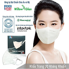 Một Hộp Gồm 10 Cái Khẩu Trang 3D FACE MASK, kháng Khuẩn, Chống Bụi, Màu Trắng - Đạt Các Chứng Chỉ ISO 13485, ISO 9001, CE, FDA, TGA.
