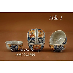 Mua Combo 6 bát thờ cúng gốm sứ Bát Tràng cao cấp men rạn hoạ tiết nổi mẫu 1