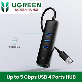 Mua Hub chia USB 3.0 ra 4 cổng dài 0.5m 1M chính hãng Ugreen 10915  80657 cao cấp (Micro USB cấp nguồn) hàng chính hãng