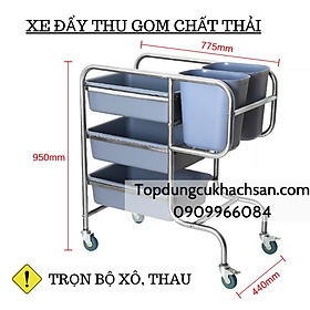 Xe dọn chén dĩa 3 tầng, xe thu gom chén dĩa