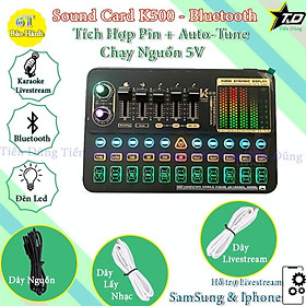 Mua Sound Card K500 có Bluetotoh Auto-tune Đèn Led Hỗ Trợ Dòng 5V Phù Hợp Cho Các Mic Thu Âm Tích Hợp Pin