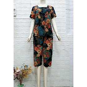 Đồ Bộ Mặc Nhà, Đồ Bộ Nữ Quần Lửng Tay Ngắn Tole Nhung Trung Niên Bigsize, Màu 18