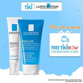 Bộ đôi kem giảm mụn chuyên biệt La Roche Posay Effaclar A.I 15ml và Gel rửa mặt dành cho da dầu mụn Effaclar Gel 50ml