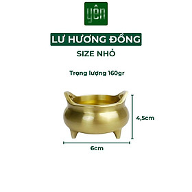 Mua Lư Nhang Thảo Mộc Bằng Đồng Loại Mini Đường Kính 4.4cm x Cao 4cm Trang Trí Bàn Thờ Dâng Hương Thư Giãn Tài Lộc