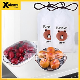 Mua SET 100 Chiếc Màng Bọc Thực Phẩm co giãn siêu dai có chun hình túi gấu