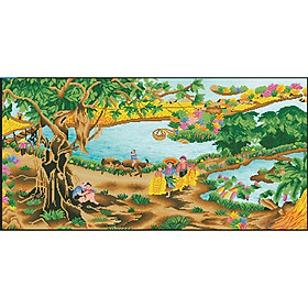 Mua Tranh thêu chữ thập phong cảnh làng quê Việt ( chưa thêu)-X8024