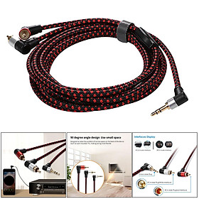 90 Degree to 2  Male Stereo Audio Cable Y Splitter Adapter Cord 1 Meter