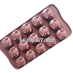 Mua Khuôn silicone làm rau câu  socola 15 mặt heo – Mã số 1212