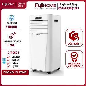 Điều hòa di động 9000 BTU-14.000 BTU FUJIHOME, máy lạnh đứng di động mini 4 chức năng, làm lanh, hút ẩm, lọc không khí, quạt điều khiển qua App, không cần lắp đặt - Hàng chính hãng - 9000 BTU (15-25M2)