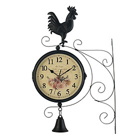 Double Sided Wall Clock Wrought Iron Wall Hanging Two Faces Home Decor