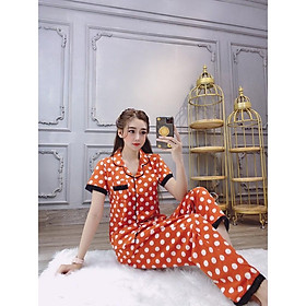 Set bộ pizama họa tiết chấm bi tay ngắn- hàng thiết kế cao cấp 2020 / Có size XXL