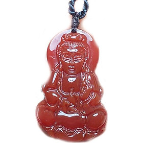 Hình ảnh Mặt Dây Chuyền Phật Quan Âm Đá Agat Đỏ Kim Tiền Jewelry - Tặng Kèm Hộp, Dây Đeo