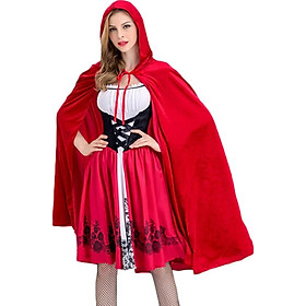 Cosplay Women Christmas Costume Little Red Riding Hood Cloak Adult Cosplay Party Plus Size Stage Performance Set Red 2XL