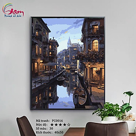 Tranh tô màu theo số cảnh đêm Venice PC0016