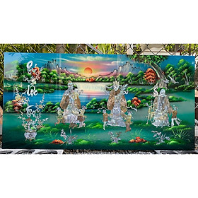 Mua Tranh sơn mài Phúc Lộc Thọ cẩn ốc xà cừ cao cấp size 50x100 cm treo tường  trang trí ...
