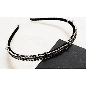 Cài tóc đen đính đá hình vương miện đá xanh đen