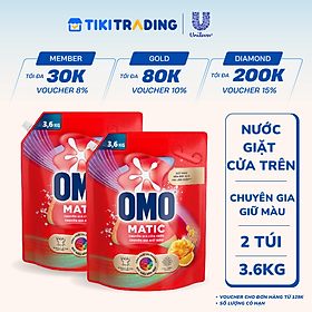 Combo 2 Túi Nước Giặt Omo Matic Comfort Cho Máy Giặt Cửa Trên - Chuyên Gia Giữ Màu  3.6kg