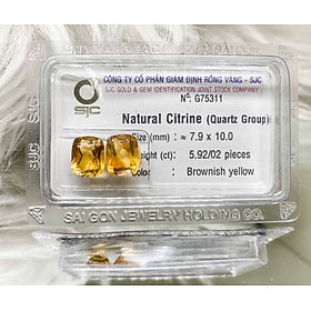 Mua Cặp bông tai đá citrine thạch anh vàng chữ nhật mài giác 5.92ct 75311