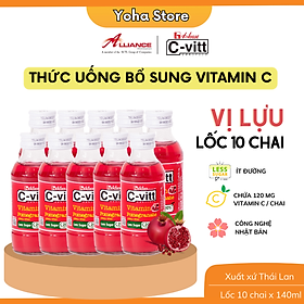 TPBS Nước C-VITT Giàu Vitamin C ,Tăng Đề kháng, Lốc 10 Chai x 140ml