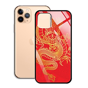 Ốp Lưng Họa Tiết Mạ Màu Vàng Ánh Kim cho điện thoại Iphone 11 Pro - 0378 8006 DRAGON14 - Rồng dũng mãnh - Hàng Chính Hãng