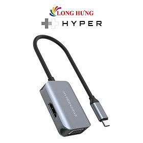 Cổng chuyển đổi HyperDrive 2-in-1 USB-C to HDMI/VGA HD-C2HV-GRAY - Hàng chính hãng