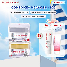 Bộ kem dưỡng ngày và đêm: Kem ban ngày 5 trong 1 (30ml) + Kem ban đêm (30g) giúp dưỡng ẩm, nâng tông, sáng da, làm mờ vết thâm, sạm, nám