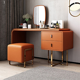Bàn trang điểm hiện đại 100cm Bọc da cao cấp - Bàn phấn 2 ngăn kéo Kèm ghế Đa năng chân kim loại bền đẹp LUX-BAP09 Giao màu ngẫu nhiên