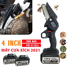 Mua Máy Cưa Xích Chạy Pin - Lam Xích 4inch - Máy Cưa Mini Dây Xích Cắt Tỉa Cành Cây Tiện lợi - Lõi Đồng