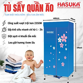 Tủ sấy quần áo HASUKA HSK-116MS Công nghệ sấy cộng hưởng nhiệt PTC tăng khả năng bảo vệ quần áo (BH 12 tháng) - HÀNG CHÍNH HÃNG