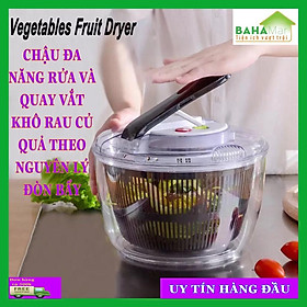 CHẬU ĐA NĂNG RỬA VÀ QUAY VẮT KHÔ RAU CỦ QUẢ THEO NGUYÊN LÝ ĐÒN BẨY có thể xoay nhiều món salad và rau