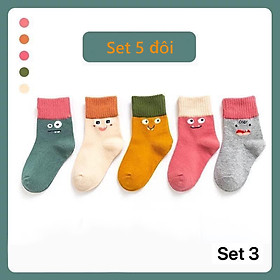 Tất vớ cho bé gái 1-12 tuổi Set 5 đôi tất trẻ em màu cực xinh cao cổ chống trượt phong cách Hàn