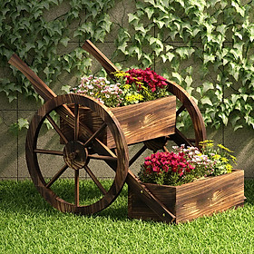 Mua Kệ để chậu hoa cây cảnh ngoài trời 2 tầng kiểu dáng xe đẩy có thể đặt được nhiều lại chậu cây khác nhau kệ trồng cây ngoài trời bằng gỗ thông cao cấp - kệ gỗ Keria KG07