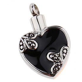 2X Black Heart Shaped Pendant Cremation Keepsake Urn Memorial Necklace