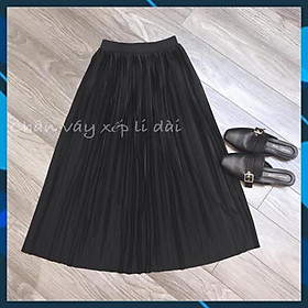 Chân váy xếp ly dài hàng đẹp chuẩn từng cm cạp chun co giãn thoải mái thời trang chân váy xếp ly dài 596