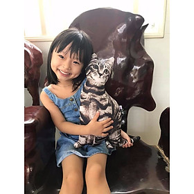 Gối Ôm Con Mèo Cho Bé 55cm Nhồi Bông Giống Như Thật Gối Ôm Hình Thú Cưng Dễ Thương