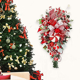 Christmas Teardrop Wreath, Artificial Door Swag, Wall Hanging Lollipop Wreath Decorative for Garden Home Wedding Holiday Decor