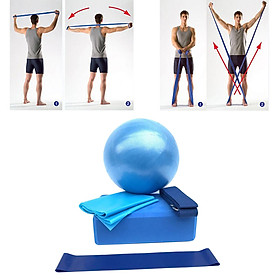5x Yoga Blocks Ball Training Work out Equipment Womens Pilates Starter Kit