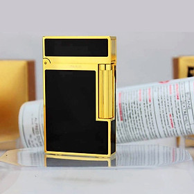 Mua Hột Quẹt Bật Lửa Dùng Gas Đá Sơn Mài Trơn Sang Trọng Lịch Lãm Cho Phái Nam (Đen Vàng)