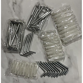 Vít móc chữ L kèm nở nhựa cỡ 4 phân, 6 phân, 8 phân, 10 phân và 12 phân