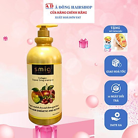 Dầu gội xả mềm mượt, hương trái cây smig chai to chuyên dùng salon tóc 2000ml + gội xả gói karseell 15ml