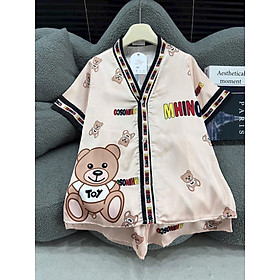 Bộ Đồ Ngủ Lụa Việt Nam Cộc Cổ Kimono Dễ Thương Xinh Xắn