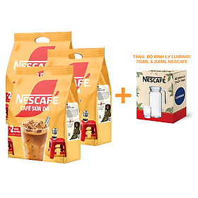 [Tặng Bộ bình ly Lumiarc 750ml & 200ml NESCAFE] Combo 3 Bịch Cà phê sữa NESCAFÉ (Bịch 25 gói x 24 g)